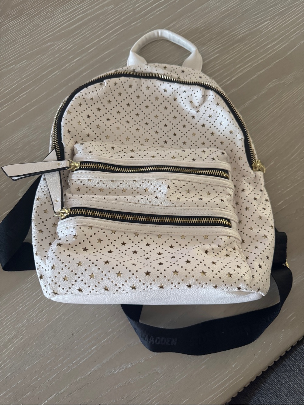 Steve Madden White Star-Perforated Mini Backpack